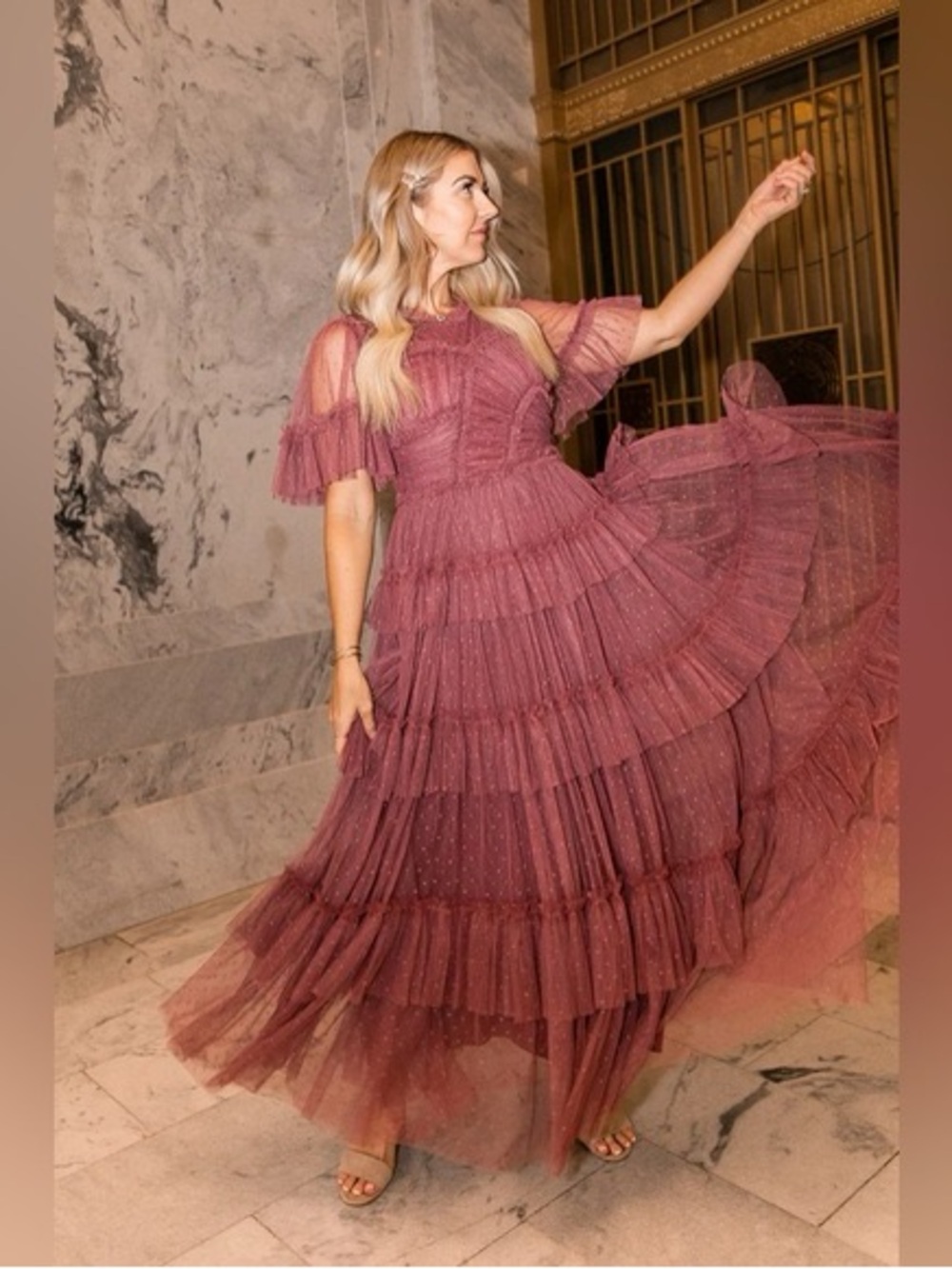 Ivy City Co Whimsical in Mulberry Maxi Dress